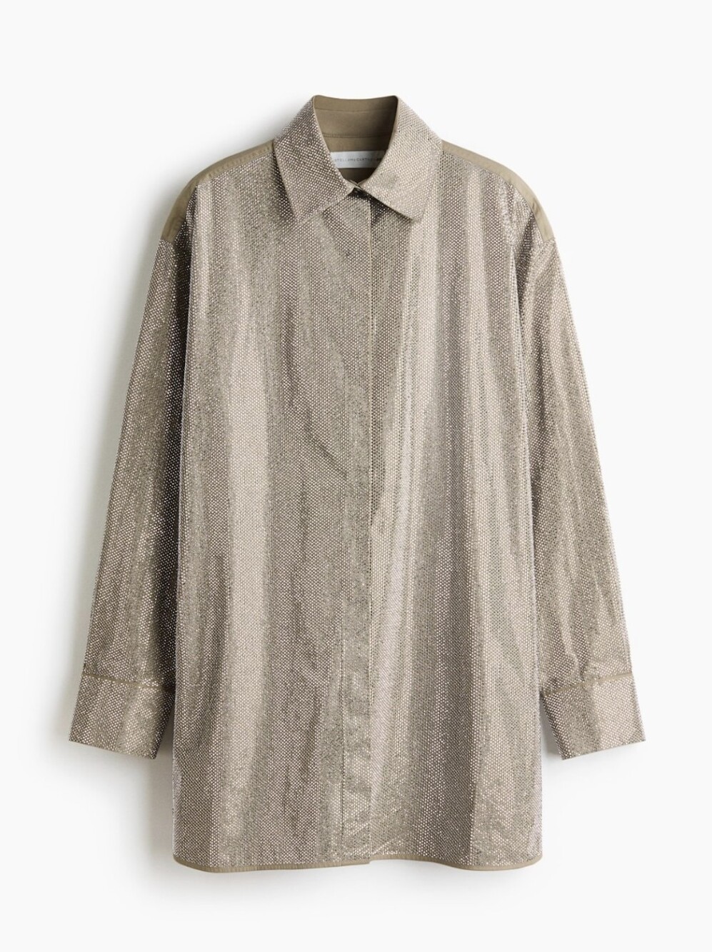 H&M STELLA MCCARTNEY Oversized Embellished Shirt In Khaki